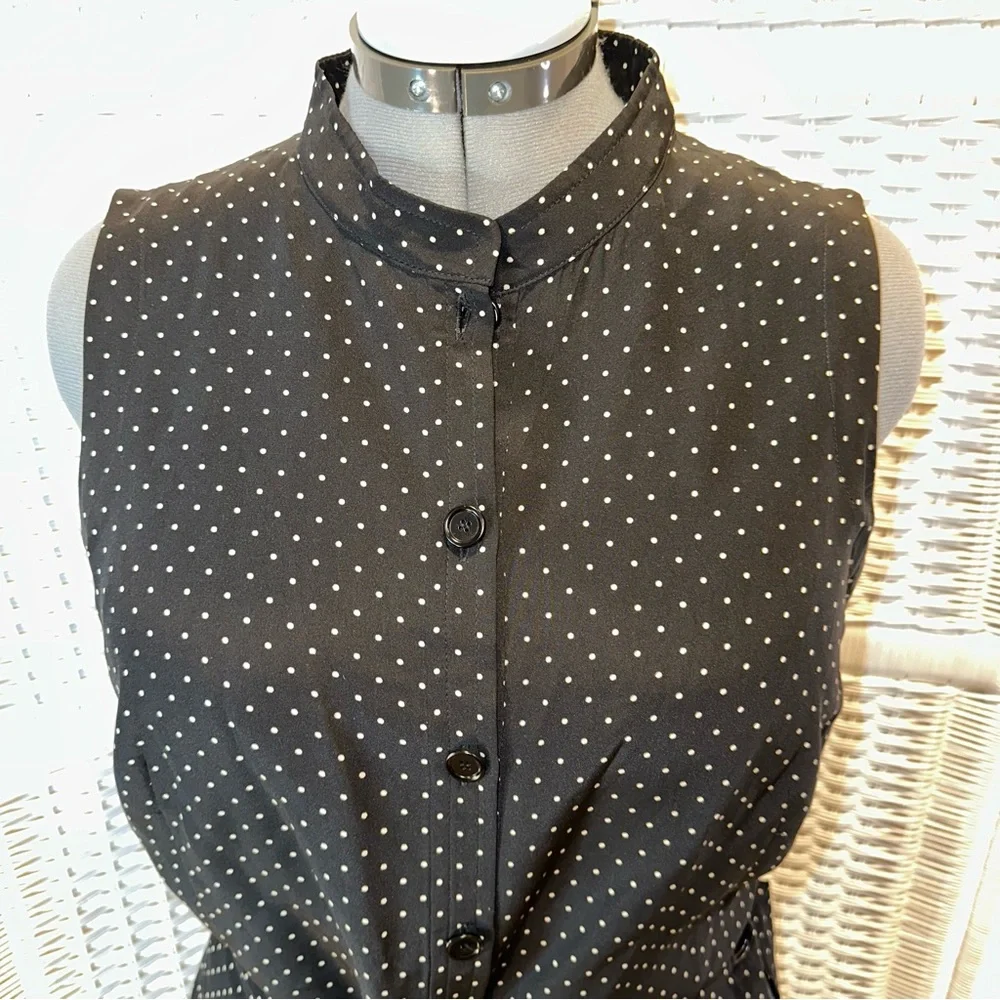 AKRIS punto Silk Polka Dot Sleeveless Dress size 12 - Picture 5 of 13